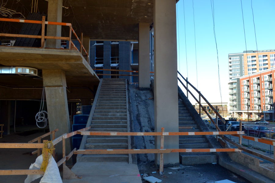 The Kingston two-story lobby under construction